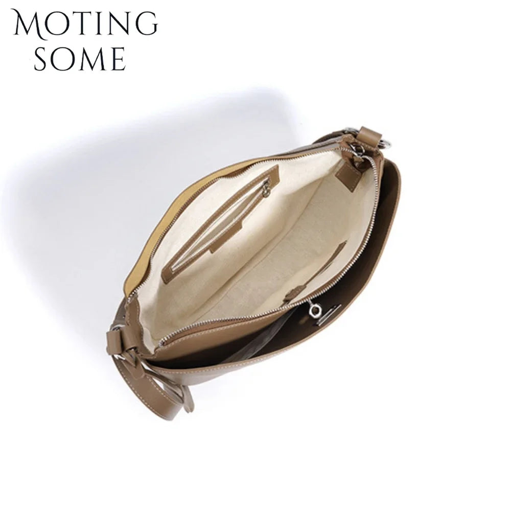 Motingsome  New Designer Luxuy Hobos Bag Woman High Quality Natural Cow Genuine Leather Handbag Fashion Underarm Purses