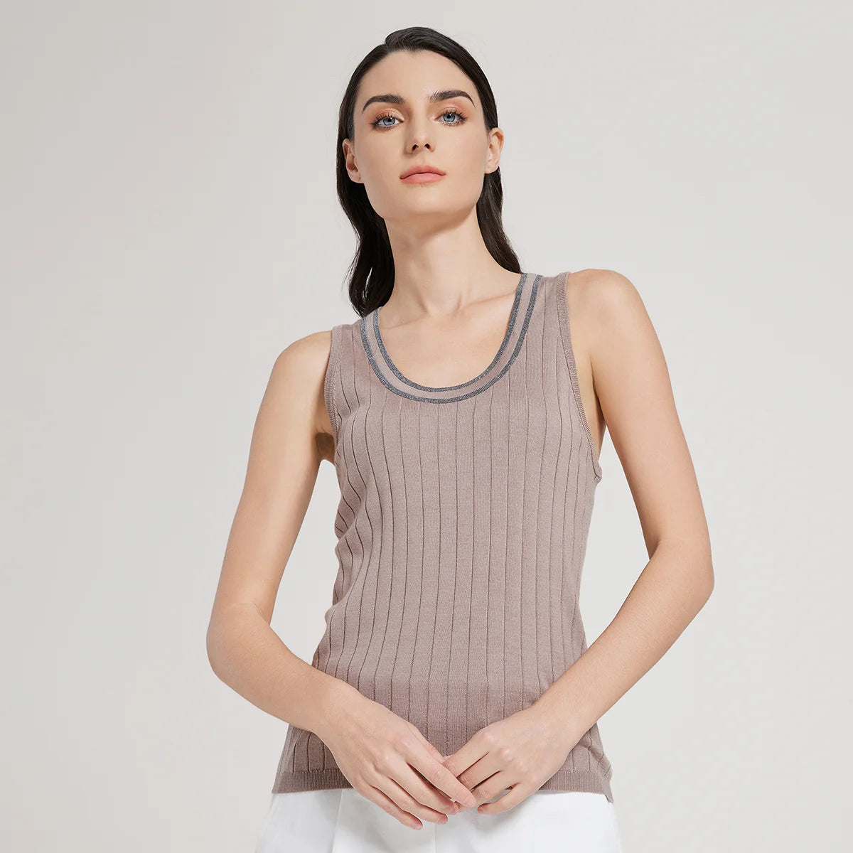Sleeveless Thin Ladies Jumper Women's Woolen Tops 30% Silk 70% Merino Wool Clothes Knitted Vest Sweater For Women