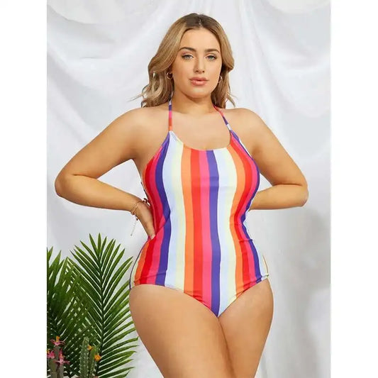 Colorful Plus Size One-piece Swimsuits Women's New Tight Strap Backless High-end Swimsuits Party Summer Elegantes Casual Y2k