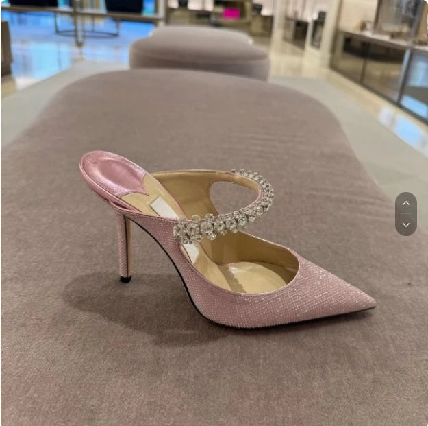 Manufacturer   European and American Spring and Autumn New Women High Heel Shoes High Quality Diamond Decoration Muller Shoes   Pumps