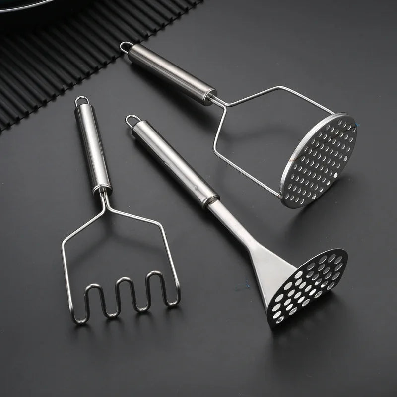 Manufacturer   Stainless Steel Potato Masher Manual Fruit Vegetable Pressure Mud Machine Kitchen Children Food Crusher Complementary Gadget   kitchen gadgets