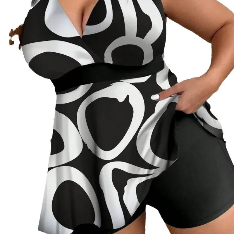 Large Plus Size Tankini Two Pieces Swimsuits Women Sexy Swimwear Female Bathers Bathing Swimming Swim Suit Beachwear 5XL
