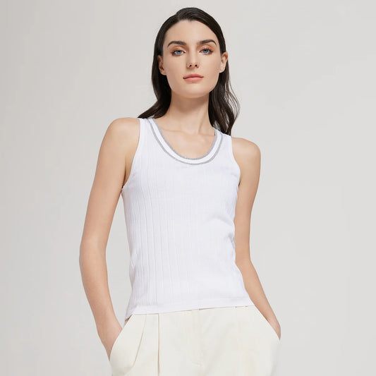 Sleeveless Thin Ladies Jumper Women's Woolen Tops 30% Silk 70% Merino Wool Clothes Knitted Vest Sweater For Women