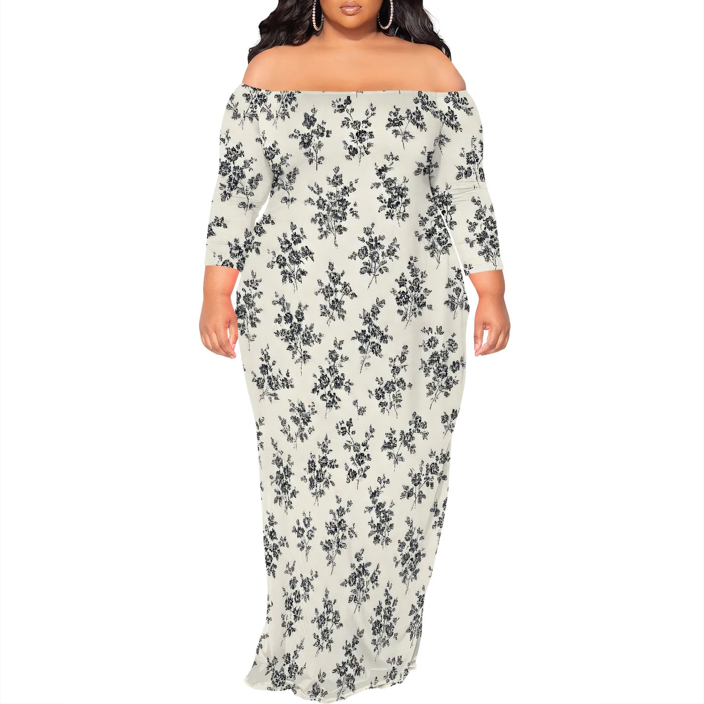 Maxi Dress for Women V Neck Casual 3/4 Sleeve Wrap Sexy Long Dresses Floral with Belt