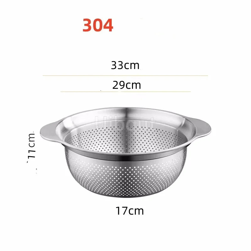 Manufacturer   Vegetable washing basin Basket rice washing artifact Fruit filter basin Strainer Kitchen items 304 stainless steel drain basket   kitchen gadgets