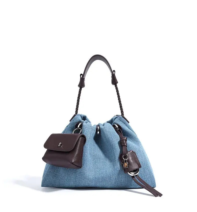 JIAERDI High Street Denim Bucket Bag Purse Women Retro Handle Luxury Design Casual Crossbody Bags Female Retro Messenger Bag Y2k
