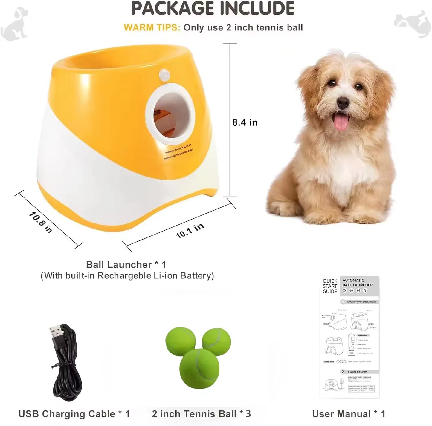 Automatic Ball Launcher for Dogs - BallLauncher for Medium & Small Dogs, Self-Throwing Machine,Dog Ball Thrower Launcher