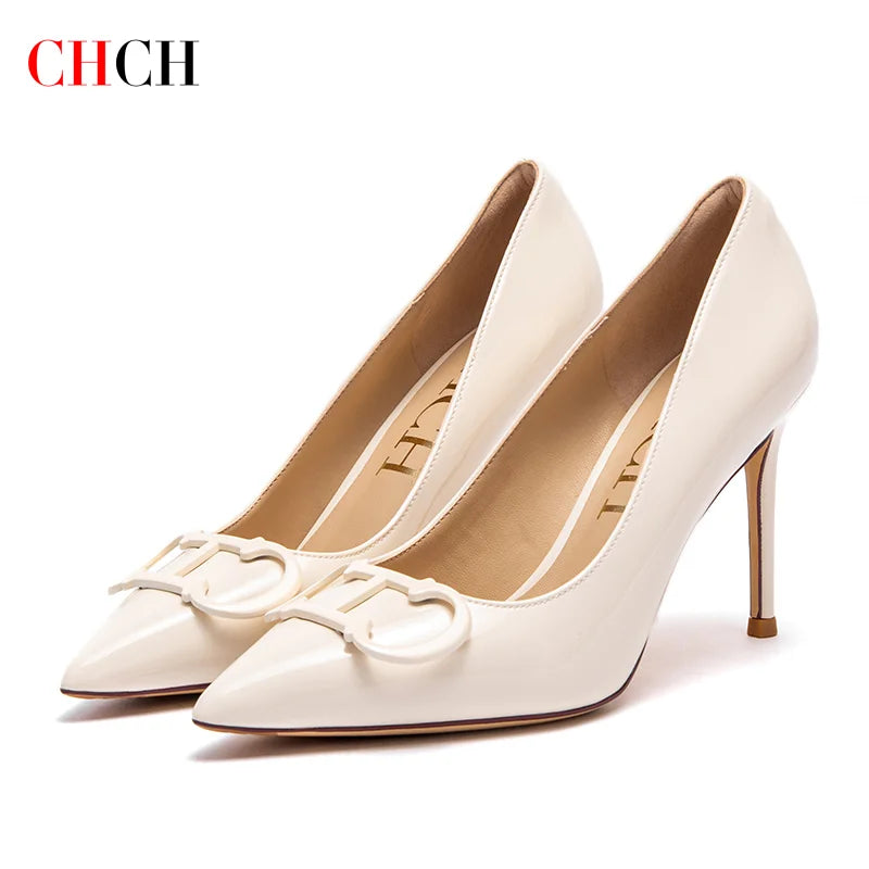 Manufacturer   CHCH Women's High Heels New Pointed Metal Buckle Party Carnival Women's Shoes 9cm   Pumps