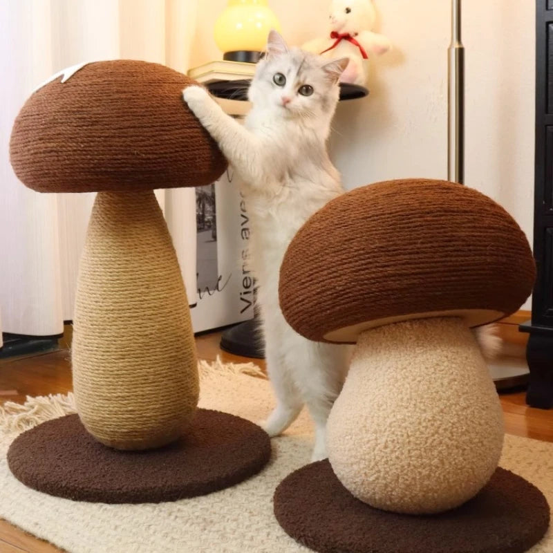 Cat scratcher rolling chassis mushroom cat tree tower Toys for pets wooden Accessories for pets red Creative ornaments modern  cat toy