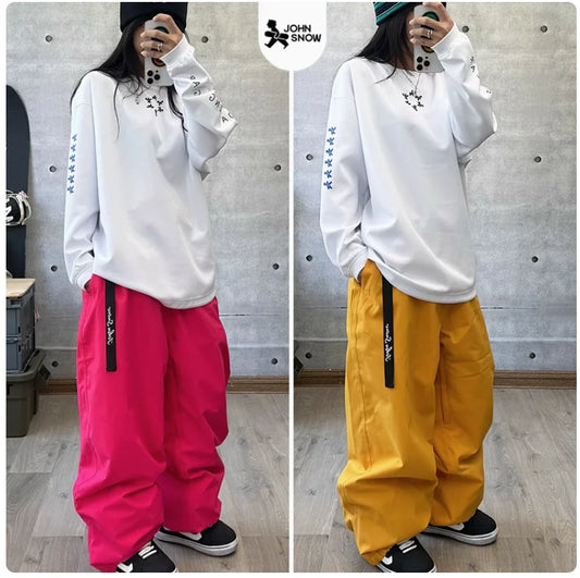 John Snow Winter Men's And Women's Waterproof Skiing Pants Warm Breathable Snow Female Trouser Outdoor Snowboardwear Male Pants