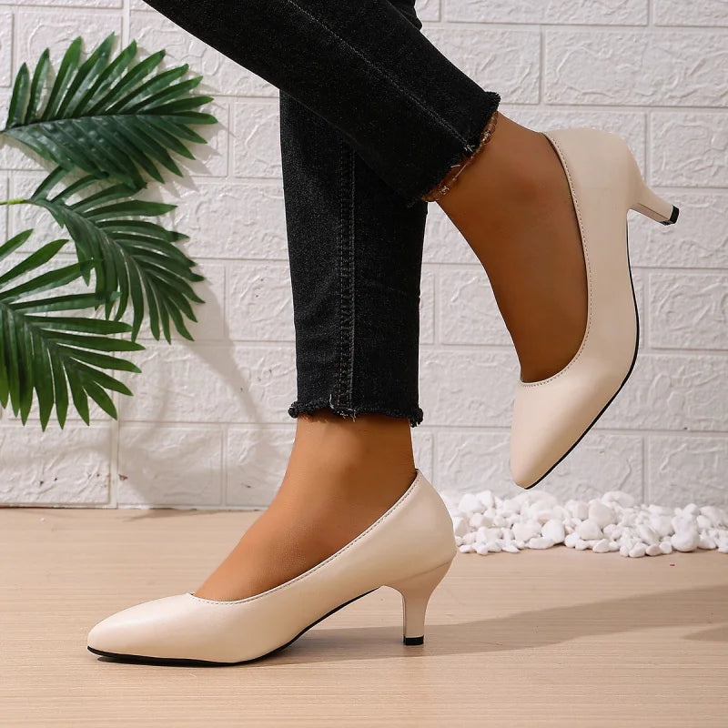 Manufacturer   Women's Black Pointed Toe Slim Heel Pumps | Professional Formal Shoes for Flight Attendants & Business Professionals   Pumps