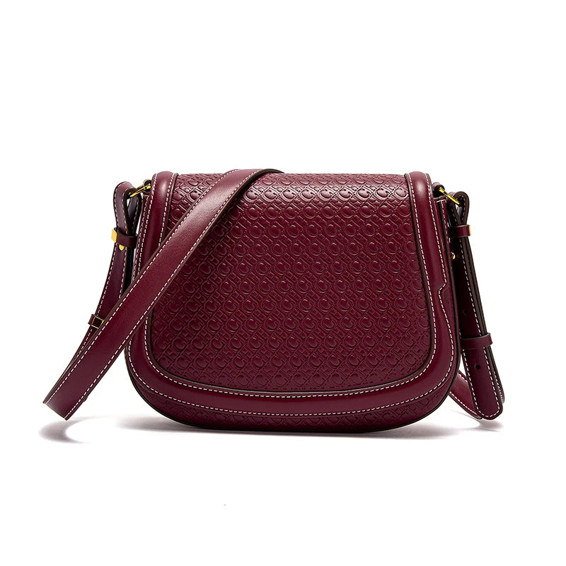 CHCH Women's Saddle Bag New Embossed Flip Small Square Bag Simple Business Women's Crossbody Bag
