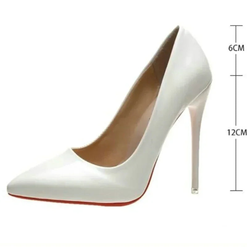 Women Shoes Red High Heels Sexy Pointed Toe 12cm Pumps Wedding  Shoes Nude Black Color Red Rubber Bottom High Heels