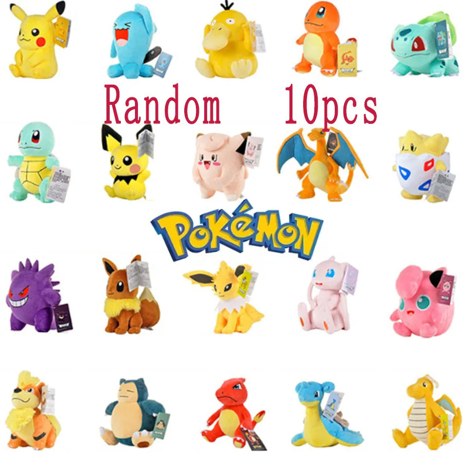 10PCS 20cm Pokemon Stuffed Plush Toy Kawaii Pikachu  Anime Doll Kids Birthday Kawaii Cute Soft Children Stuffed Plush