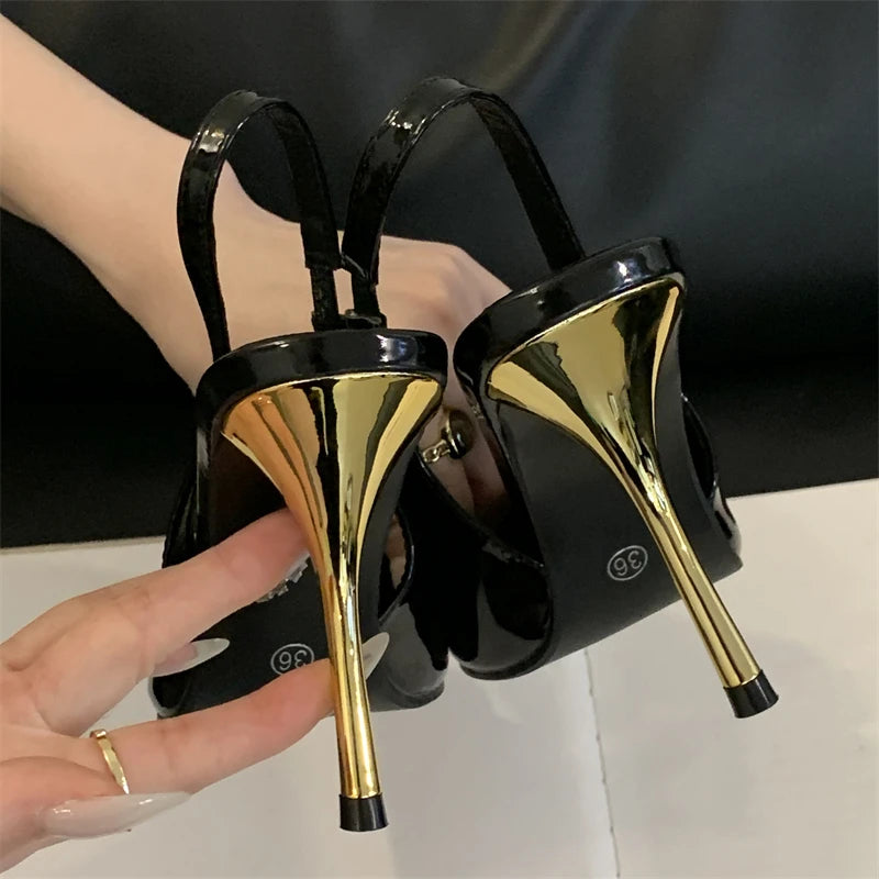 Manufacturer   Eilyken Street Style Design Inlay Diamonds Woman Pumps Sandals Elegant Sexy Thin Heels Pointed Toe Banquet Prom Slingbacks Shoes   Pumps