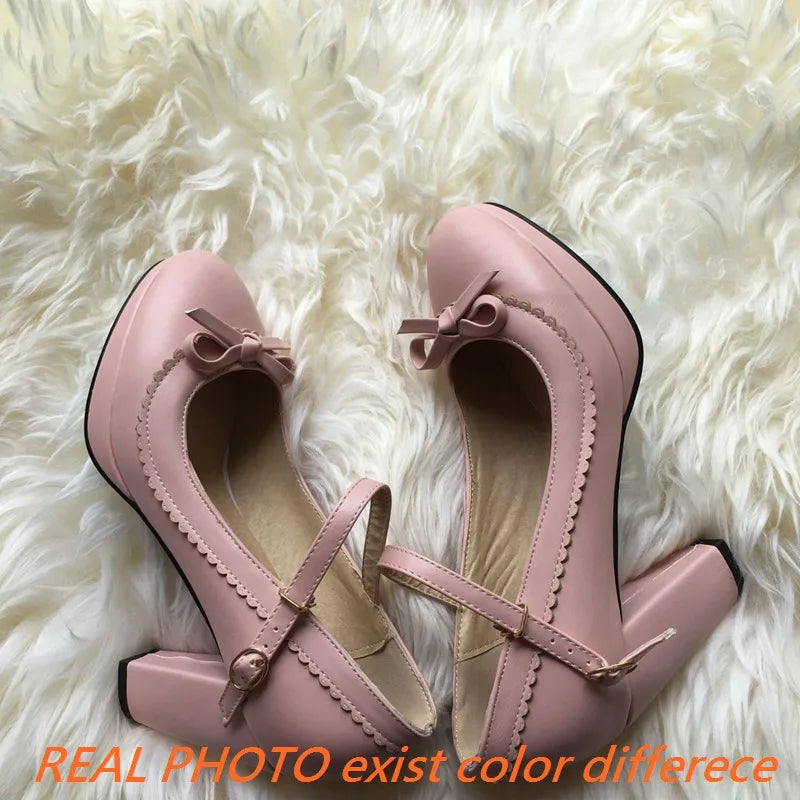 Manufacturer   SIMLOVEYO Large size 45 46 Women Strap Pumps Bows Platform High Heels Round Toe Party Wedding Shoes Bridal Stilettos Black   Pumps