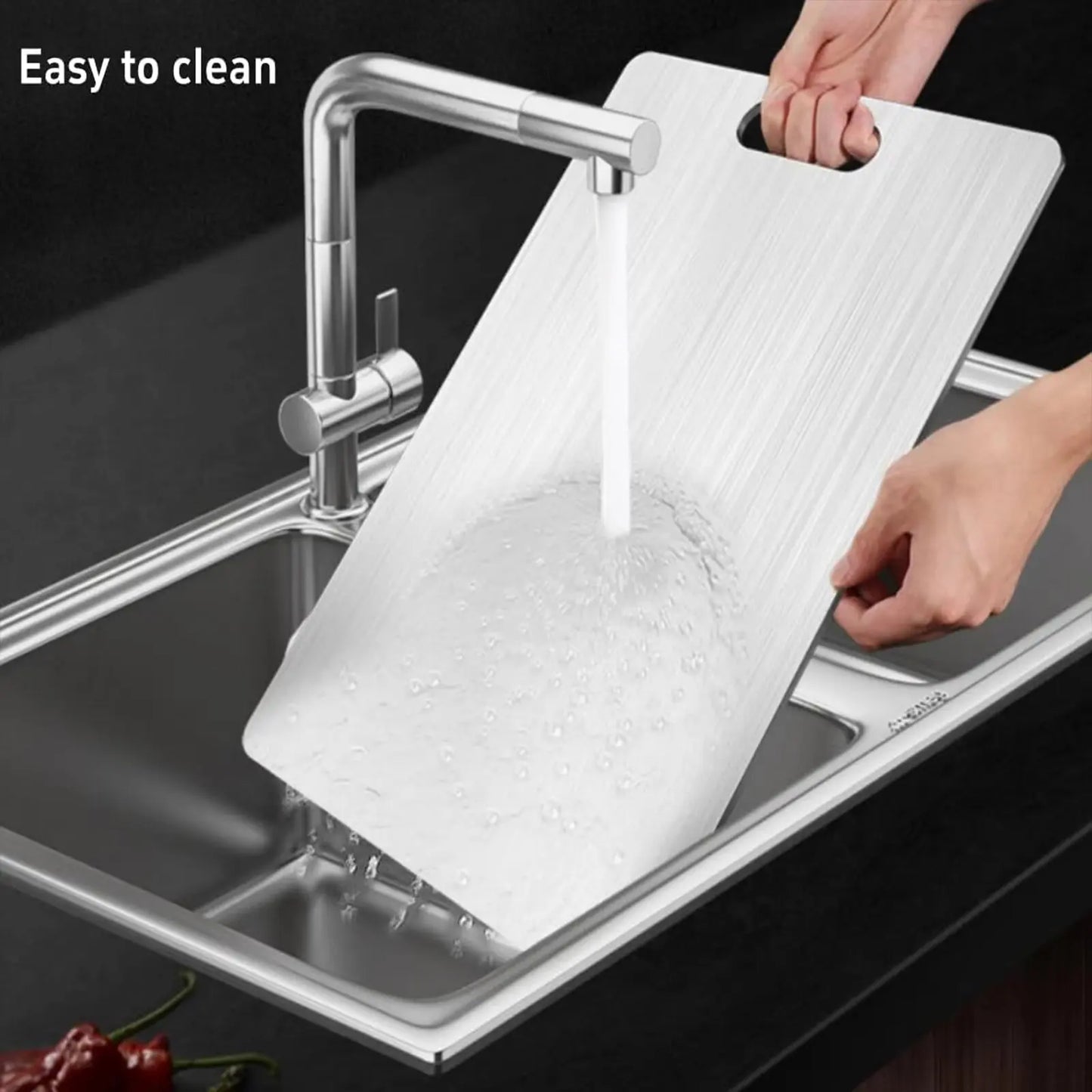 Manufacturer      New Stainless steel cutting board, heavy-duty double-sided cutting board, suitable for meat, vegetables, fruits, durable     Kitchen gadgets