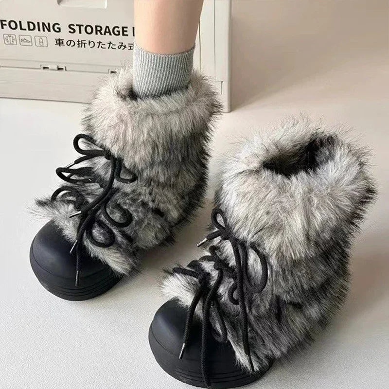Manufacturer    Women Snow Ankle Boots Fur Designer Fashion Short Plush Flats Cotton Shoes Trend Warm Cozy Winter    boots