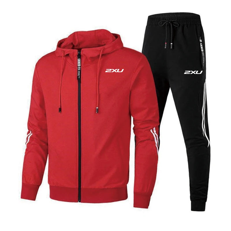 Hot Sale Men's Tracksuit Set Zipper Jacket Black Sweatpants Autumn Winter Runnning Hoodie Outfits Urban Casual Sportswear   suits