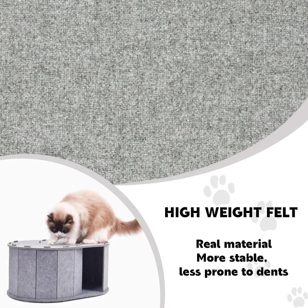 Cat Tunnel Bed for Indoor Cats - Peekaboo Cat Cave with S-Shaped Maze, Multi-Exit Felt Scratching Tunnel & Cozy Hideaway,  cat toy