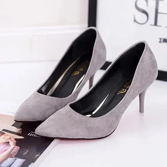 Manufacturer  Large Size Ladies Casual Office Shoes Fashion Pure Color Low Cut High Heels New Style Rubber Upgraded Version   Pumps