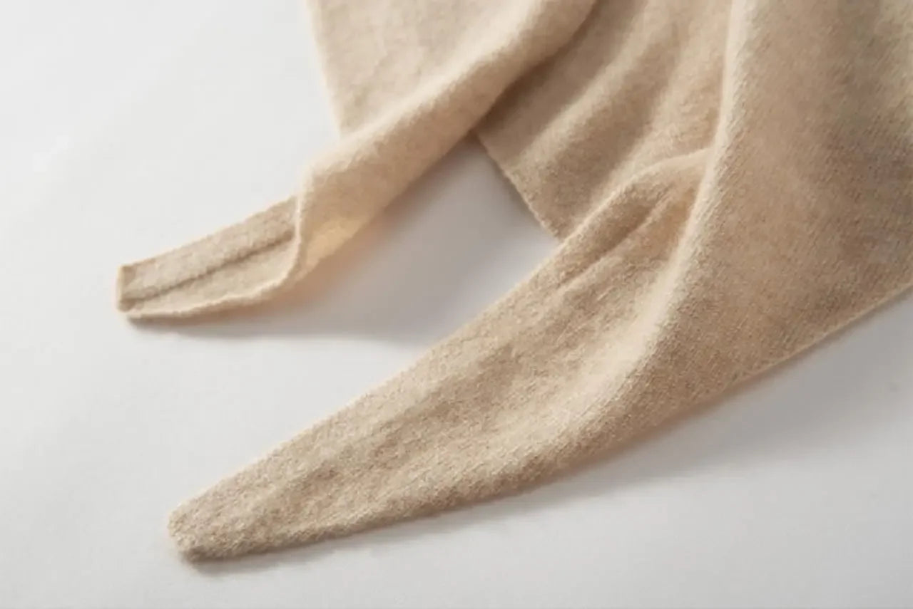 Y2K 100%Cashmere Women's Knit Triangle Scarf - Downtown Girl Aesthetic Essential, Head Scarf & Trendy Shawl Combo