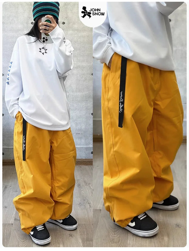 John Snow Winter Men's And Women's Waterproof Skiing Pants Warm Breathable Snow Female Trouser Outdoor Snowboardwear Male Pants