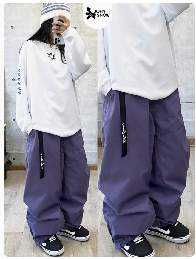 John Snow Winter Men's And Women's Waterproof Skiing Pants Warm Breathable Snow Female Trouser Outdoor Snowboardwear Male Pants