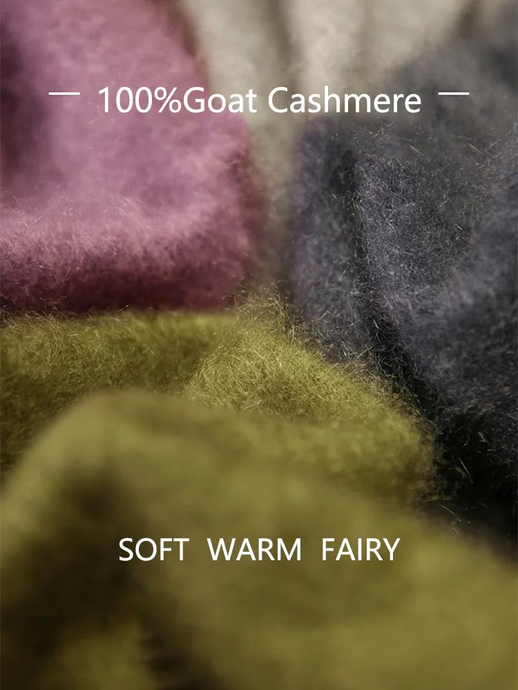 Birdtree-Brushed Heavy Pullover For Women, 100%Goat Cashmere, O-Neck, Seamless Loose Sweater, Fall Winter Warm Outwears T49008QM