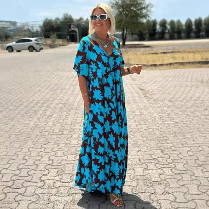 Plus Size Dresses Women Loose Comfortable Leaf Print Pattern Frocks 4XL 5XL Summer Beach Travel Home Essential Casual Clothing dress