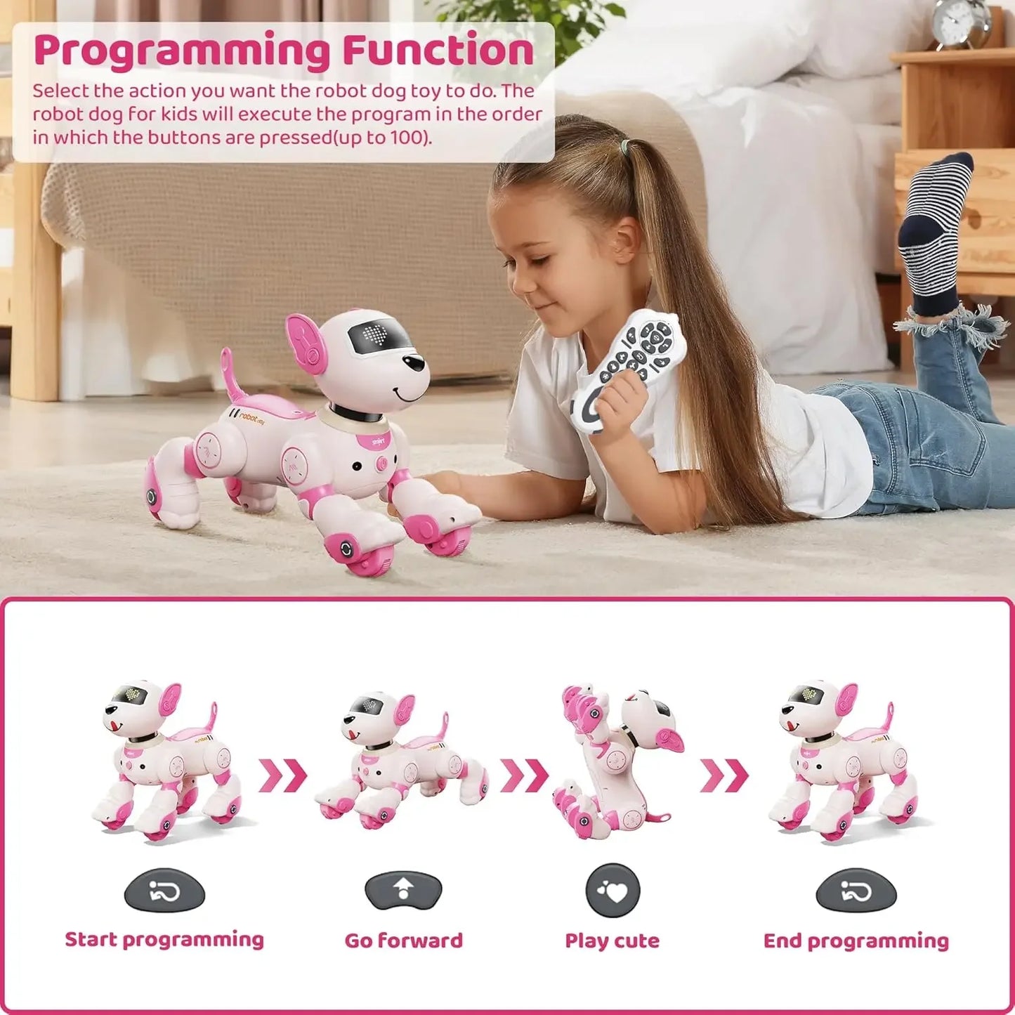 Girls Rc Robot Dog Intelligent Puppy Remote Control pets Programming Voice Interactive Children's Electronic smart robot toy