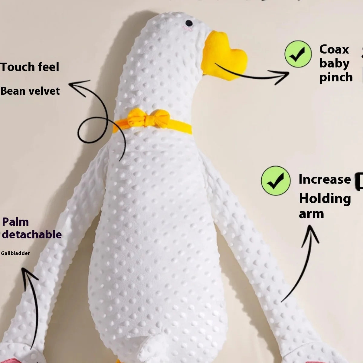 Big White Goose Baby Exhaust Pillow Soothes Baby, Soothes Baby's Palm, Baby Sleeps On Its Own Soothes Baby Baby Doll Sleeps Well   toy