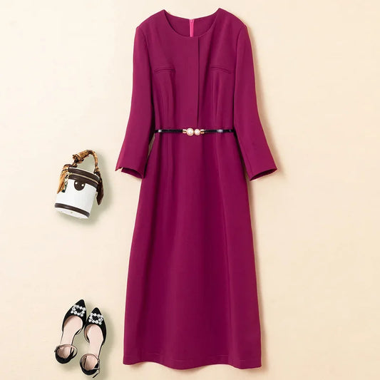 Plus Size Purple Evening Dress Plus Size Women's  Autumn/Winter New Style Bridesmaid Dresses Long Slim Fit For Special Oc...