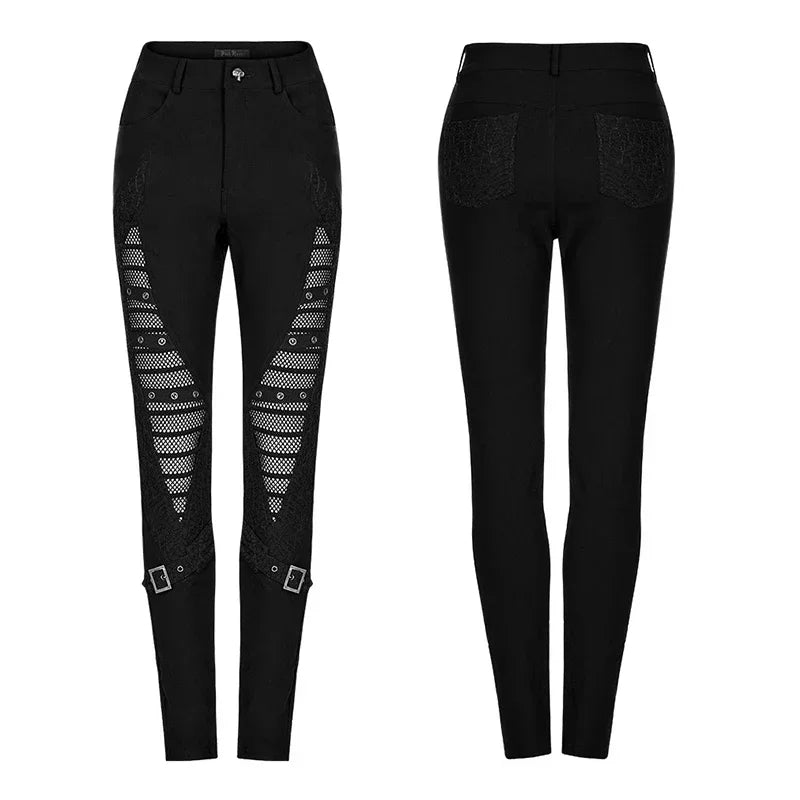 PUNK RAVE Women's Gothic Hollow-out Eyelet Webbing Leggings Punk Personality Handsome Sexy Girl Tights Pants Spring/autumn  pant