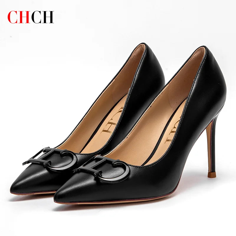 Manufacturer   CHCH Women's High Heels New Pointed Metal Buckle Party Carnival Women's Shoes 9cm   Pumps