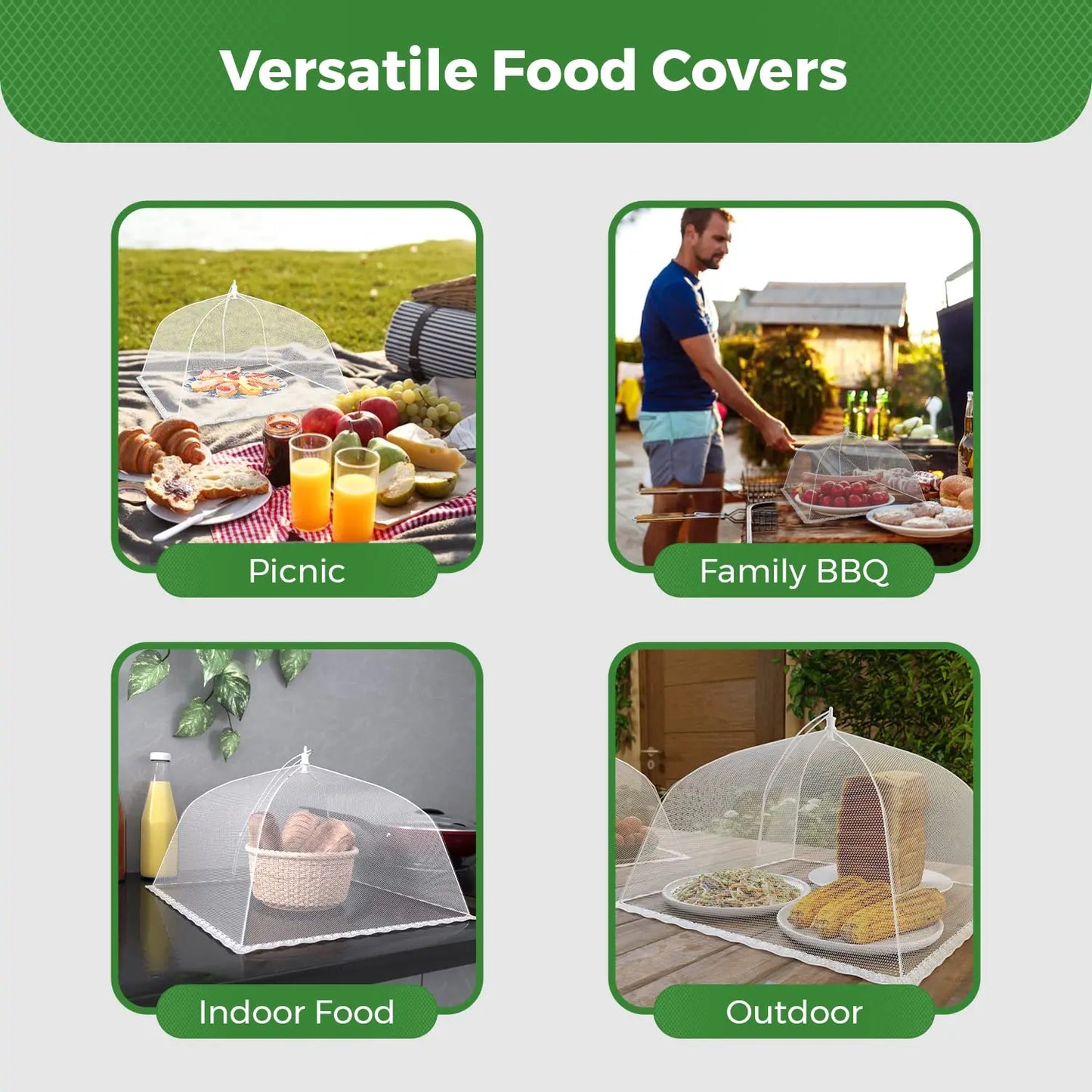 Manufacturer   Picnic Food Covers for Outside Mesh: 3/6/12 Packs 17 Inch Pop Up Fine Fly Net for Fruit - Collapsible Screen Umbrella Food Tent   kitchen gadgets