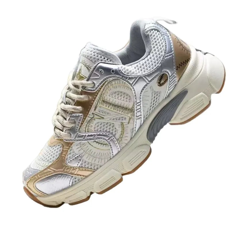 Manufacturer   D Home Mesh Upper Running Shoes Thick Bottom Dad Sneakers Unisex Lace up Sports Couple Shoes Anti Slip Wear Resistant Rubber...    Sneakers