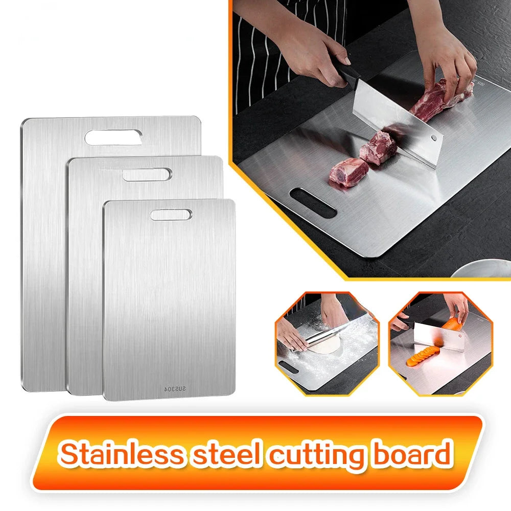 manufacturer  316 Stainless Steel Panel and Chopping Board Kitchen Household Thickened Double Sided Cutting Board Block Kneading Dough Board   Kitchen gadgets