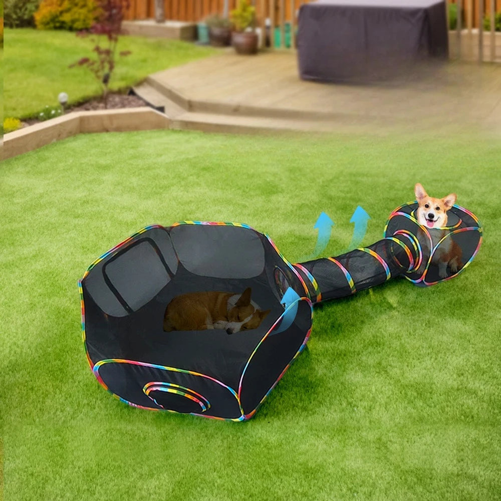 Outdoor Mesh Cat Tunnel Safe Breathable Comfortable Foldable Summer Cat Tent Toy Pet Channel Can Be Freely Combined  cat toy、dog toy
