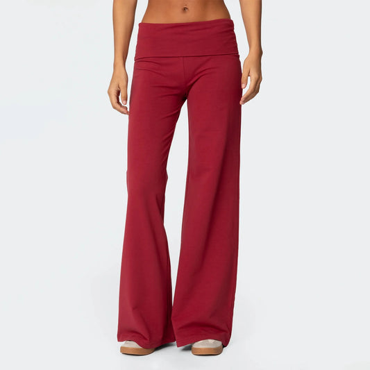 Casual Wide Leg Sweatpants for Women Fold Over Low Rise Flare Yoga Lounge Pants Back to School Clothes for Teen Girls Outfits  pant