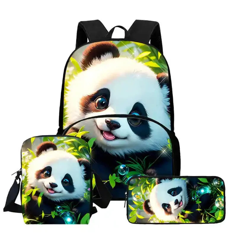 Child School Backpack with Front Pocket,Shoulder Bags,Pencil Bags for Aged 5-10,Cartoon panda School Bags for Boys Girls