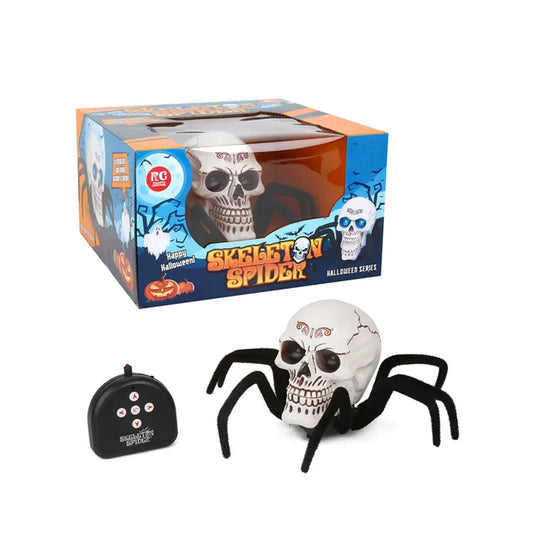 Remote Control Skull Spider Toy Infrared RC Halloween Scary Skeleton Spider Horrible Toy With Light Prank Props For Party Gifts