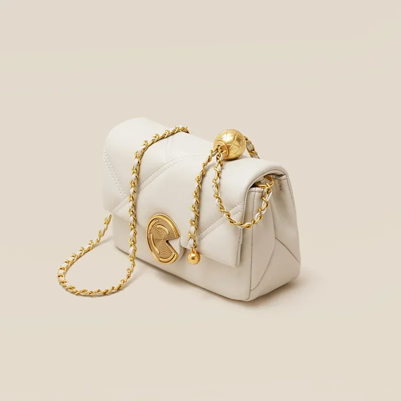 High-quality Lingge Chain Leather Women's Bag  New Fashion Small Square Shoulder Bags Crossbody Bag