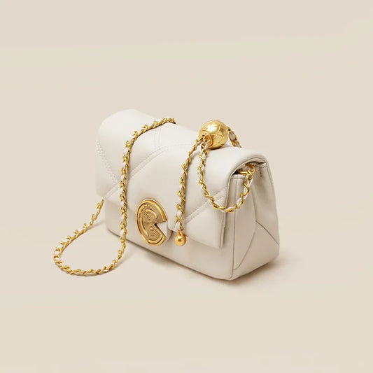 High-quality Lingge Chain Leather Women's Bag  New Fashion Small Square Shoulder Bags Crossbody Bag