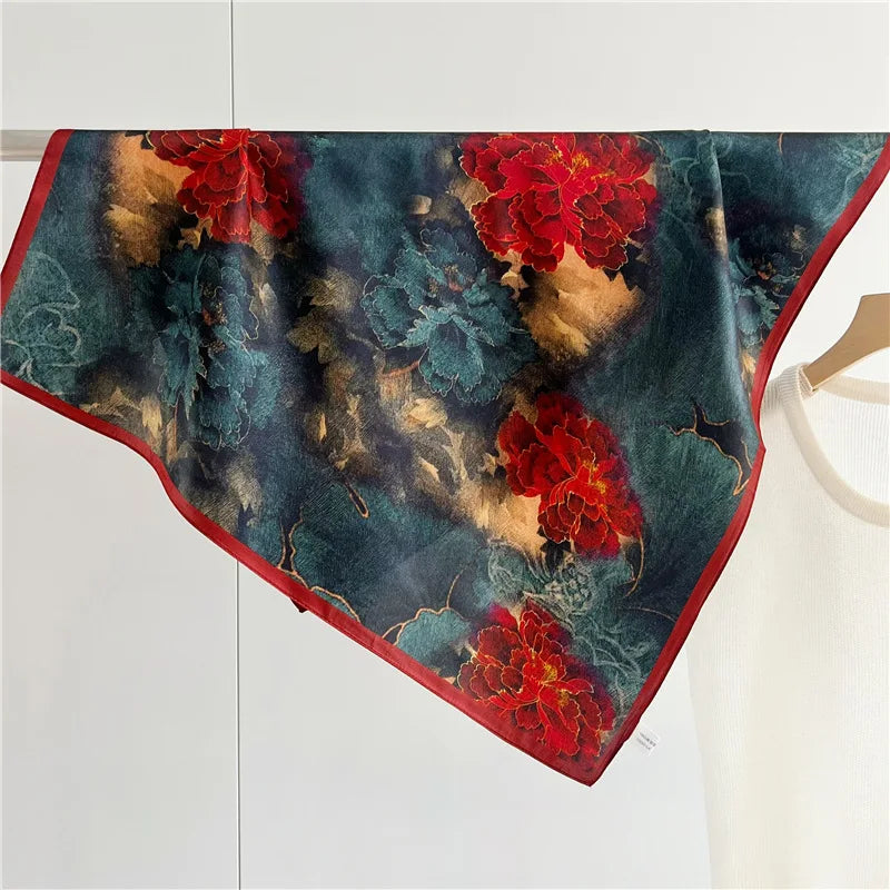 100% Natural Silk Scarf for Women Print Bufanda Mujer Real Silk Headscarf 65x65cm Bandanas Silk Scarves Square Neckscarf Wraps