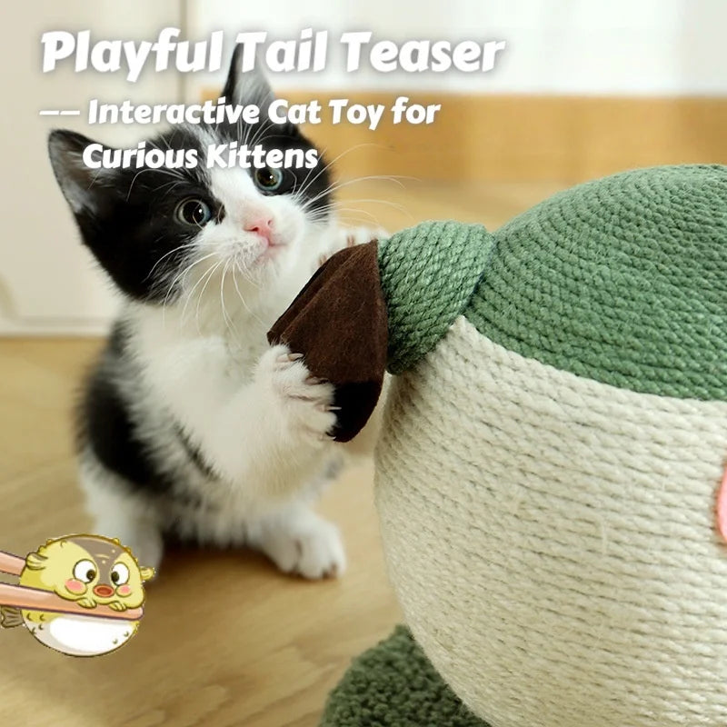 Pufferfish Scratching Ball Cat Toy – Self-Play Textured Surface with Grippy Fibers Solo Entertainment Pet Interactive  Cat toy