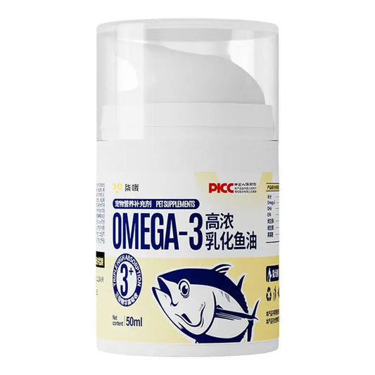 Pet Fish Oil For Cats 50ml Pet Liquid Food Supplements Highly Concentrated Press Type Small Dog Cat Fish Oil Promotes Heart Skin  cat food dog food