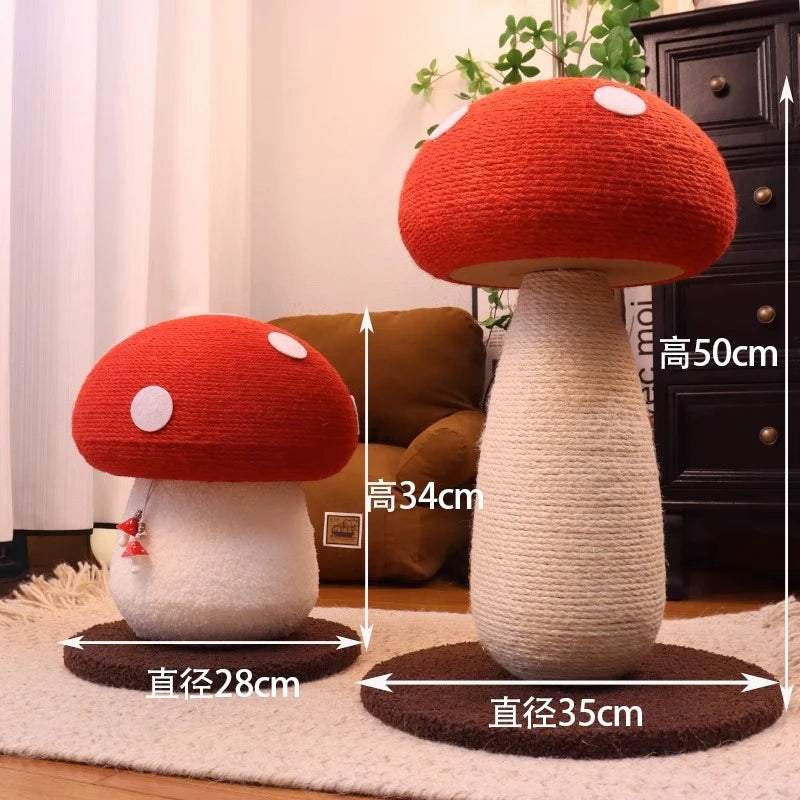 Cat scratcher rolling chassis mushroom cat tree tower Toys for pets wooden Accessories for pets red Creative ornaments modern  cat toy