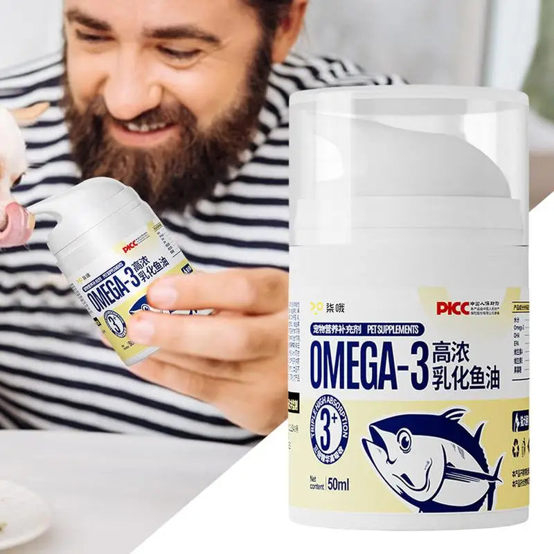 Pet Fish Oil For Cats 50ml Pet Liquid Food Supplements Highly Concentrated Press Type Small Dog Cat Fish Oil Promotes Heart Skin  cat food dog food