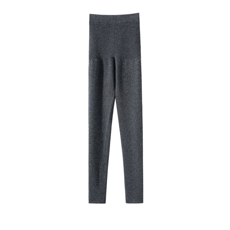 MEETCC Autumn Winter Women 100% Cashmere Legging High Waist Strech Slim Pants Autumn Winter Thick Warm Leggings Skinny Pant